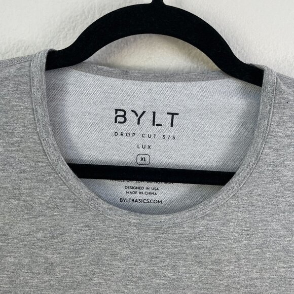 Bylt Mens Drop Cut Short Sleeve Lux T Shirt XL Gray Cotton Stretch Crew Neck Top - Picture 2 of 7